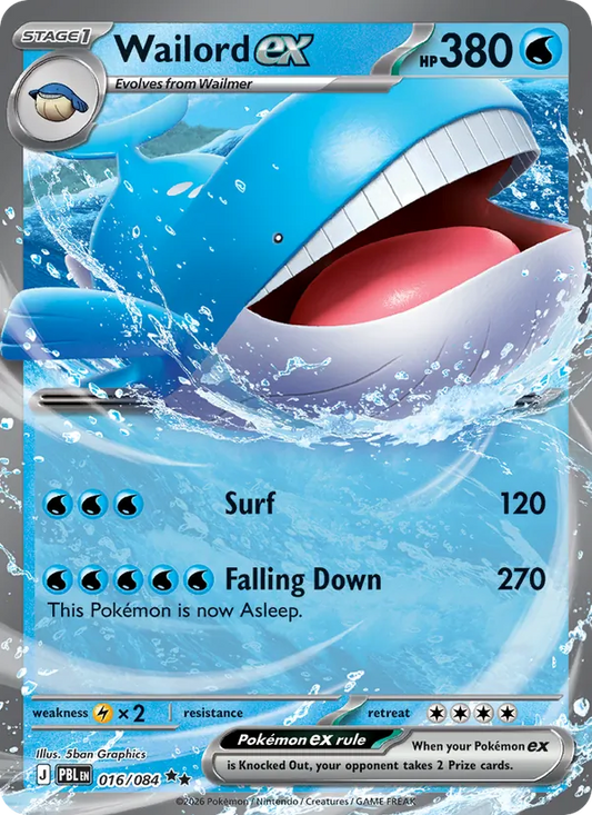 Wailord ex Holo 016/84 Pitch Black Pokémon Card