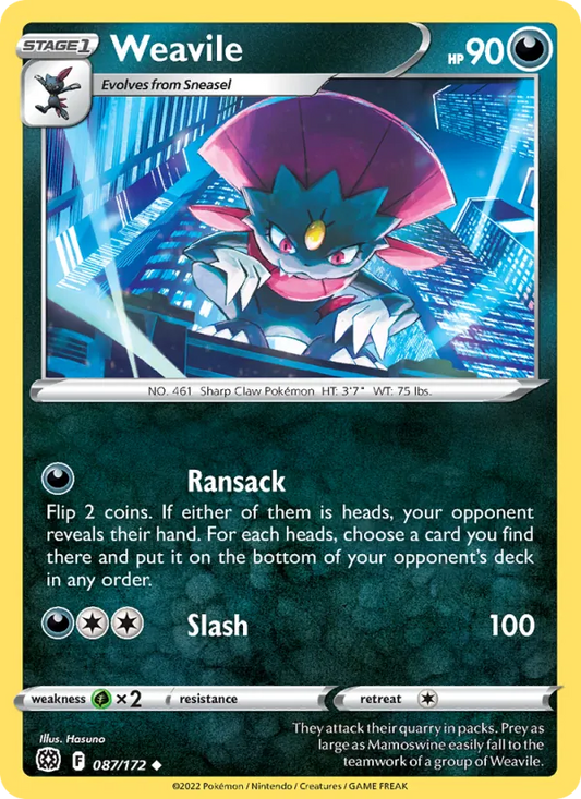 Weavile Reverse Holo 087/172 Brilliant Stars Pokémon Card