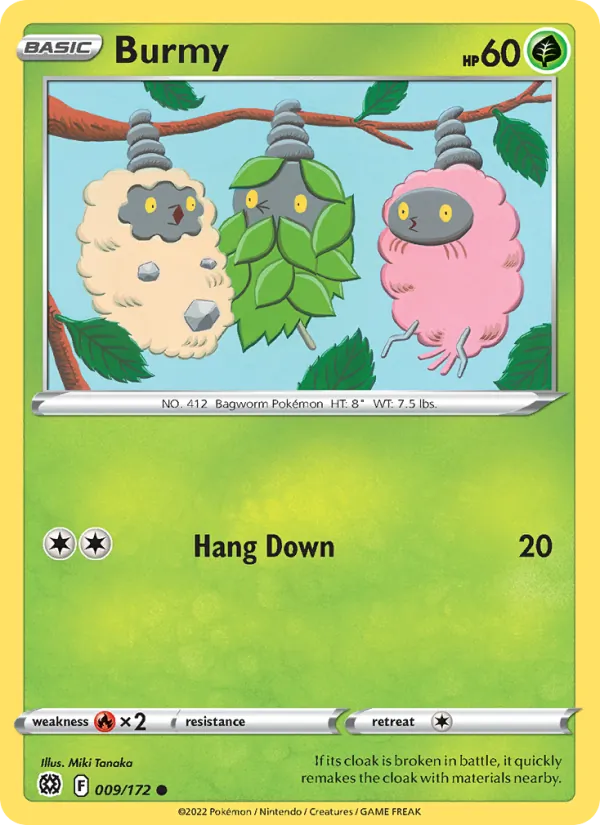Burmy Reverse Holo 009/172 Brilliant Stars Pokémon Card