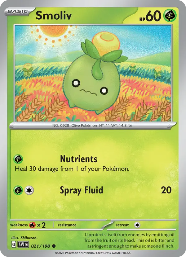 Smoliv Non-Foil 021/198 Scarlet & Violet Pokémon Card