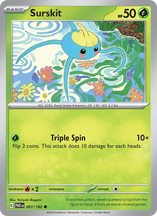 Surskit Reverse Holo 001/182 Paradox Rift Pokémon Card