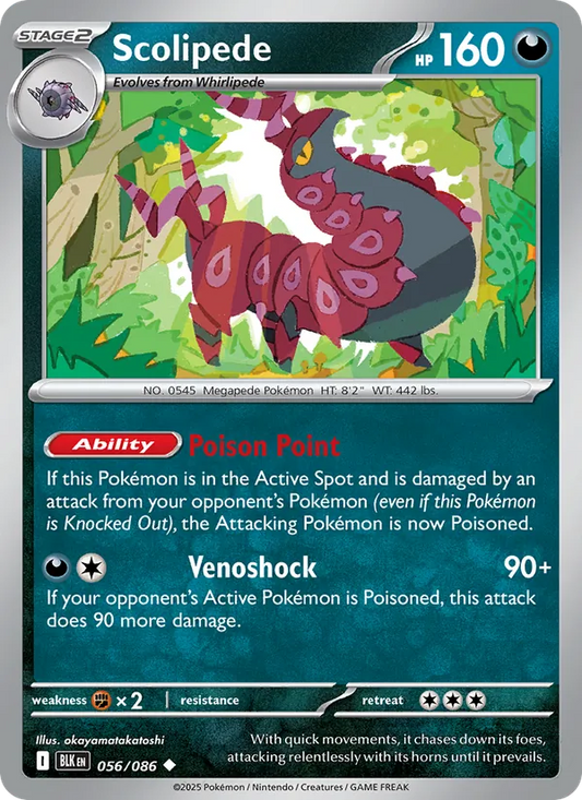 Scolipede Normal 056/86 Black Bolt Pokémon Card