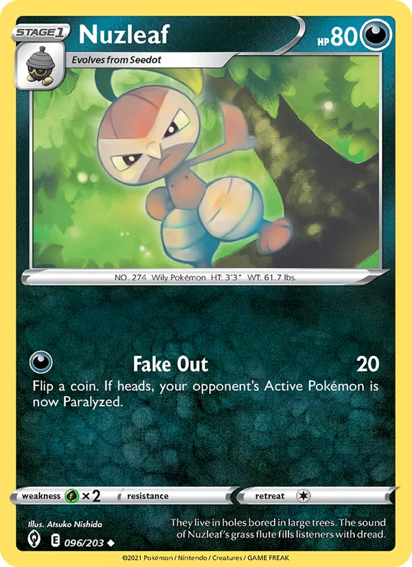 Nuzleaf Reverse Holo 096/203 Evolving Skies Pokémon Card