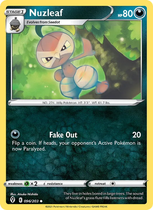 Nuzleaf Reverse Holo 096/203 Evolving Skies Pokémon Card