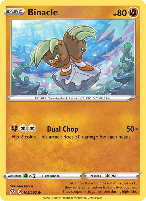 Binacle Reverse Holo 103/192 Rebel Clash Pokémon Card