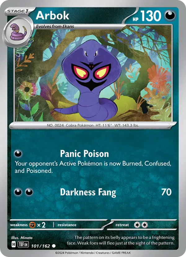 Arbok Reverse Holo 101/162 Temporal Forces Pokémon Card