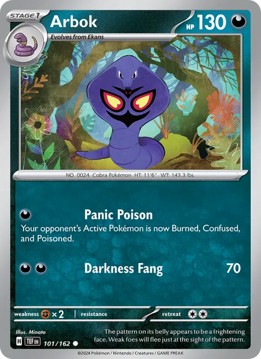 Arbok Reverse Holo 101/162 Temporal Forces Pokémon Card