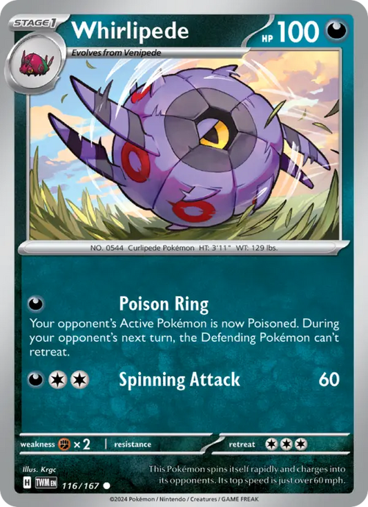 Whirlipede Reverse Holo 116/167 Twilight Masquerade Pokémon Card
