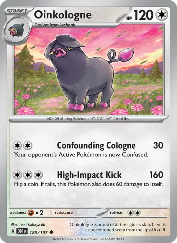 Oinkologne Reverse Holo 183/197 Obsidian Flames Pokémon Card