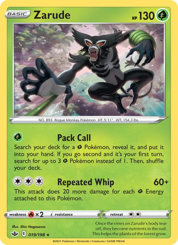 Zarude Reverse Holo 019/198 Chilling Reign Pokémon Card