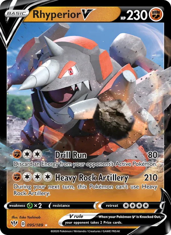 Rhyperior V Holo 095/189 Darkness Ablaze Pokémon Card