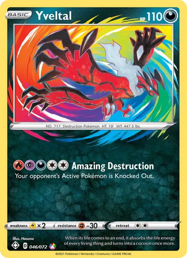 Yveltal Holo 046/72 Shining Fates Pokémon Card