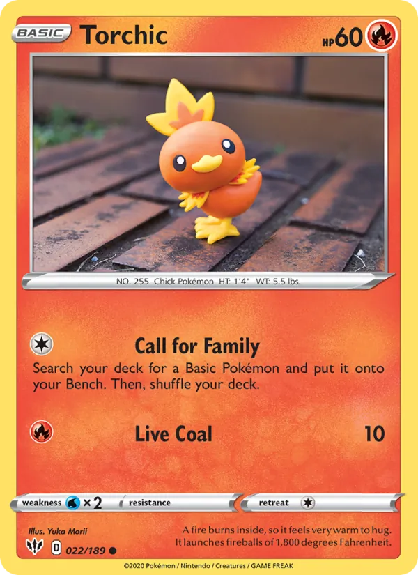 Torchic Reverse Holo 022/189 Darkness Ablaze Pokémon Card