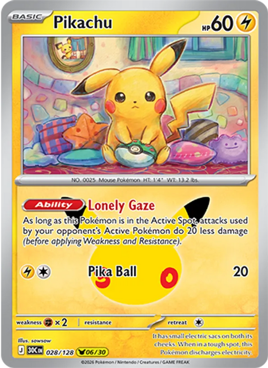 Pikachu Normal 028/128 30th Celebration Pokémon Card