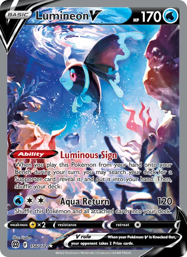 Lumineon V Holo 156/172 Brilliant Stars Pokémon Card