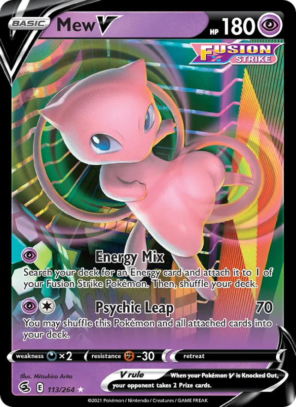 Mew V Holo 113/264 Fusion Strike Pokémon Card