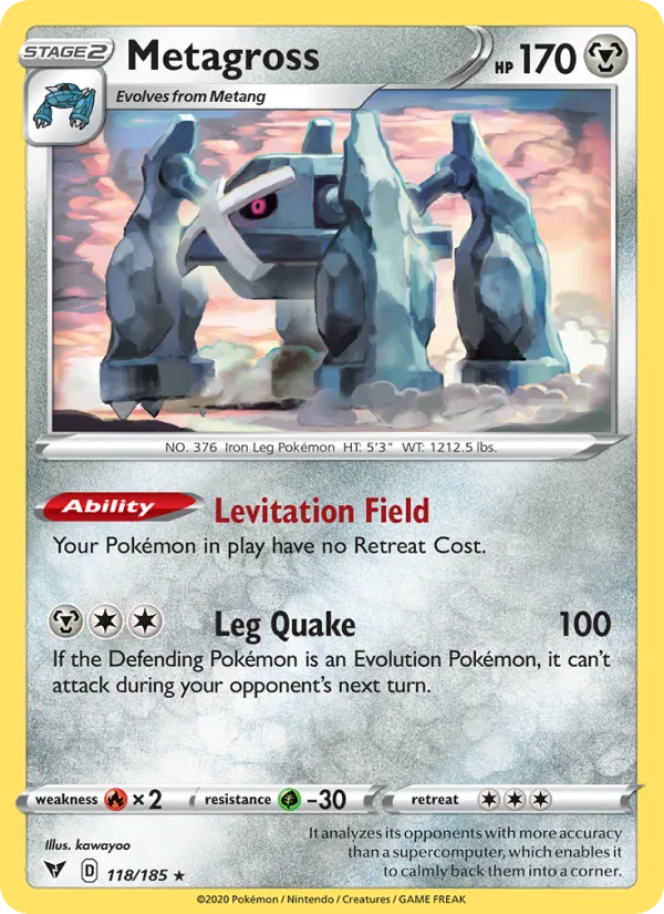 Metagross Reverse Holo 118/185 Vivid Voltage Pokémon Card