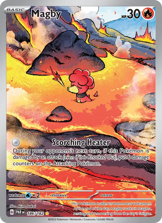 Magby Holo 186/182 Paradox Rift Pokémon Card