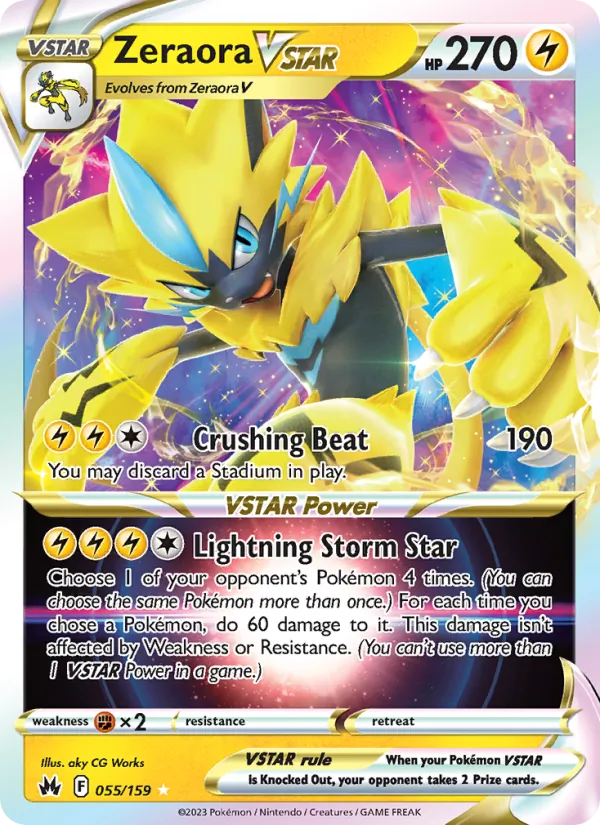 Zeraora VSTAR Holo 055/159 Crown Zenith Pokémon Card