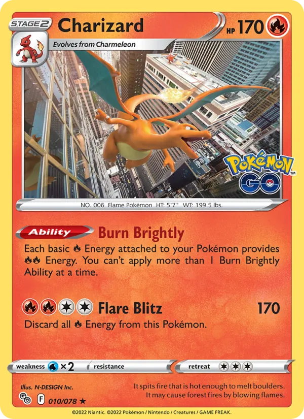 Charizard Reverse Holo 010/78 Pokémon GO Pokémon Card