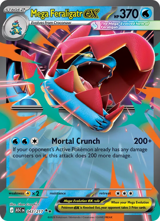 Mega Feraligatr ex Holo 043/217 Ascended Heroes Pokémon Card