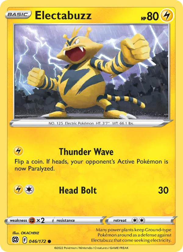Electabuzz Reverse Holo 046/172 Brilliant Stars Pokémon Card