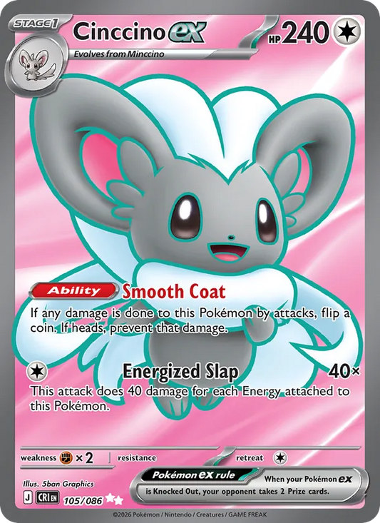 Cinccino ex Holo 105/86 Chaos Rising Pokémon Card