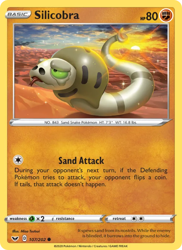 Silicobra Reverse Holo 107/202 Sword & Shield Pokémon Card