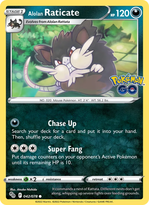 Alolan Raticate Reverse Holo 042/78 Pokémon GO Pokémon Card