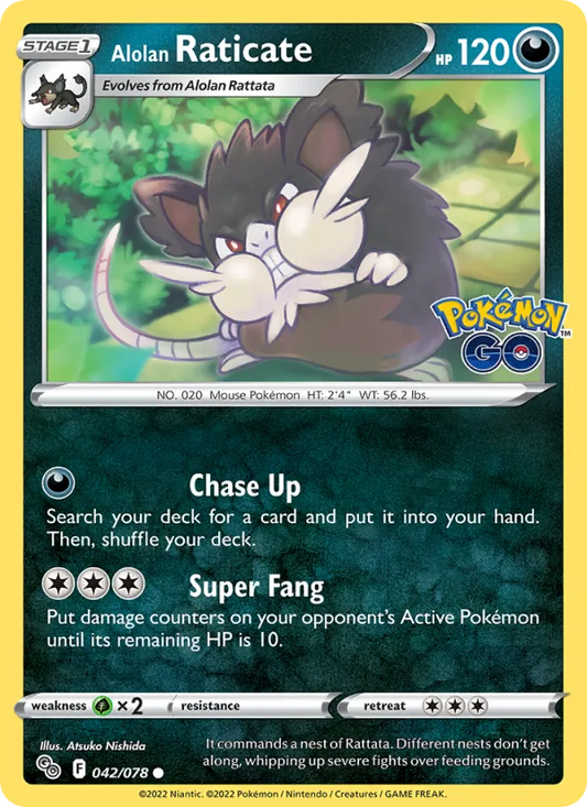 Alolan Raticate Reverse Holo 042/78 Pokémon GO Pokémon Card