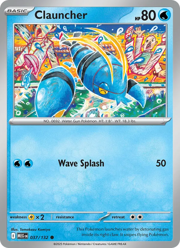 Clauncher Non-Holo 037/132 Mega Evolution Pokémon Card