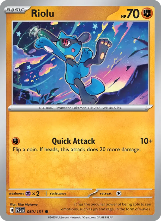 Riolu Reverse Holo 050/131 Prismatic Evolutions Pokémon Card