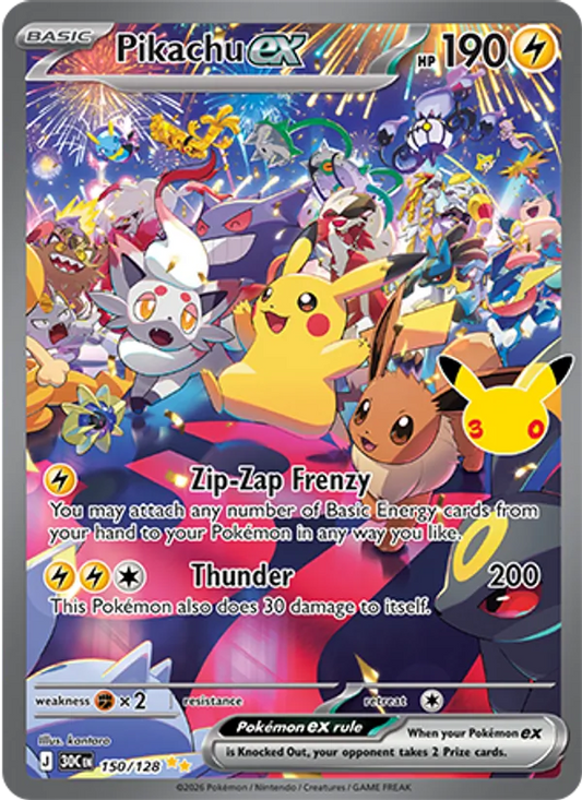 Pikachu ex Normal 150/128 30th Celebration Pokémon Card