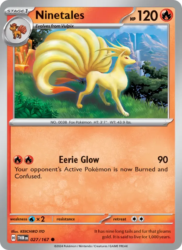 Ninetales Reverse Holo 027/167 Twilight Masquerade Pokémon Card