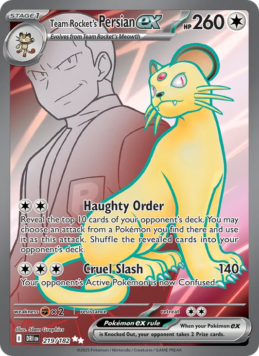 Team Rocket's Persian ex Holo 219/182 Destined Rivals Pokémon Card