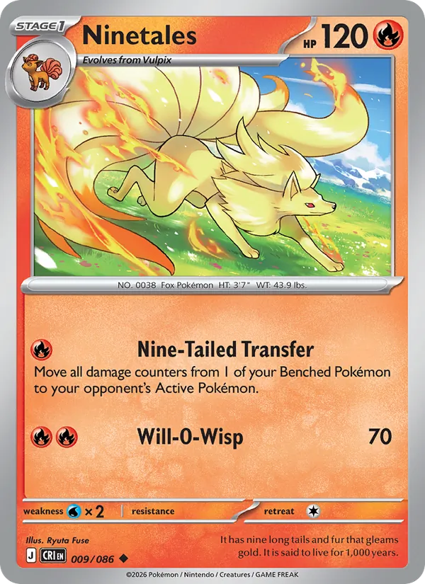 Ninetales Non-Holo 009/86 Chaos Rising Pokémon Card