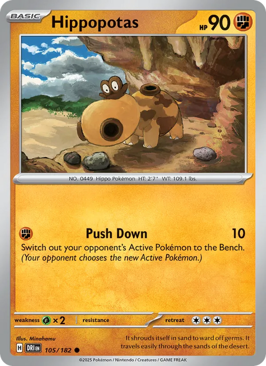 Hippopotas Normal 105/182 Destined Rivals Pokémon Card