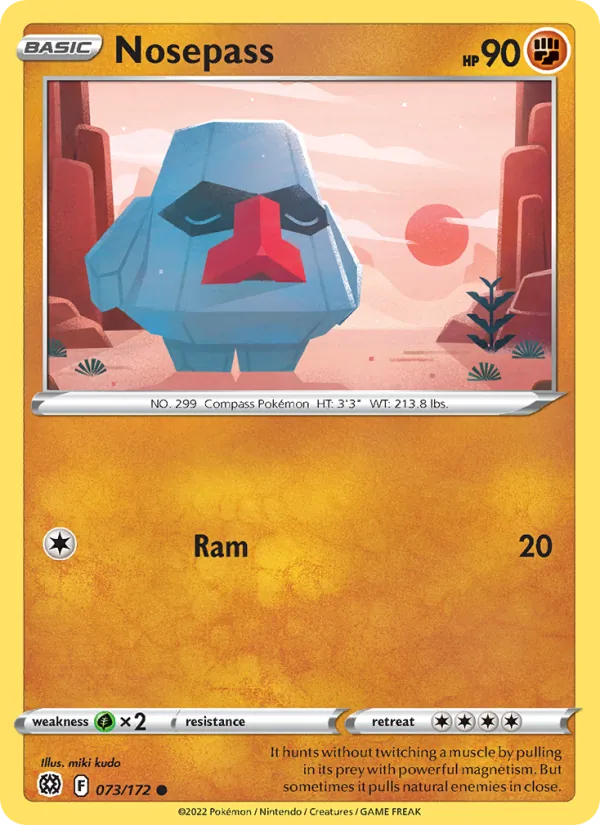 Nosepass Reverse Holo 073/172 Brilliant Stars Pokémon Card