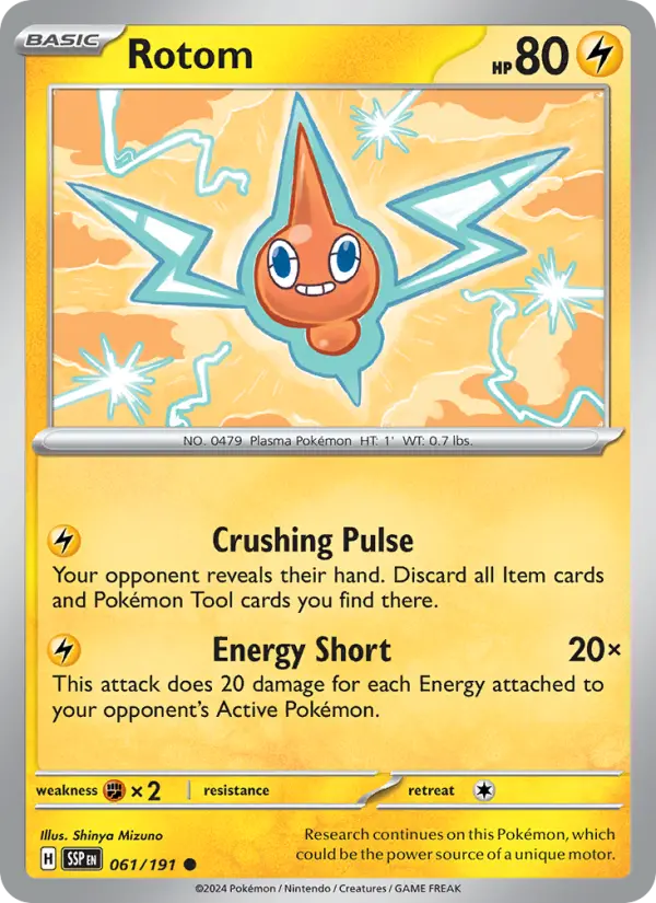 Rotom Reverse Holo 061/191 Surging Sparks Pokémon Card
