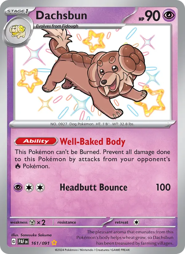 Dachsbun Holo 161/91 Paldean Fates Pokémon Card