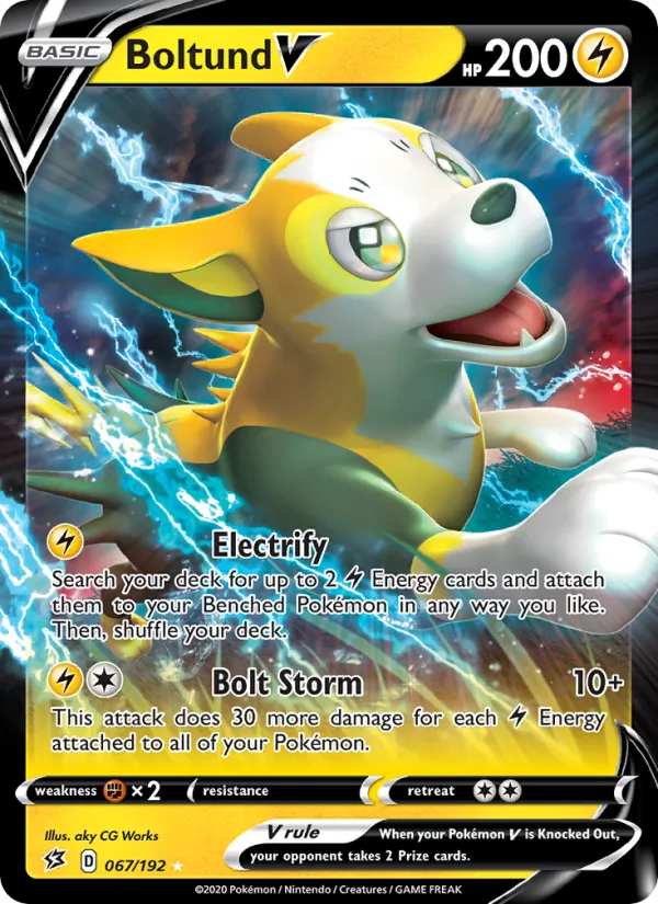 Boltund V Holo 067/192 Rebel Clash Pokémon Card