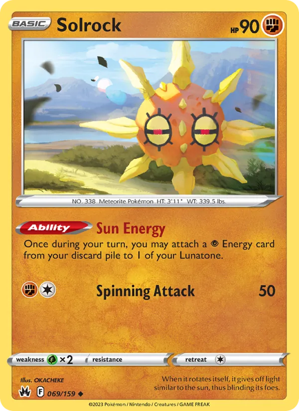 Solrock Reverse Holo 069/159 Crown Zenith Pokémon Card
