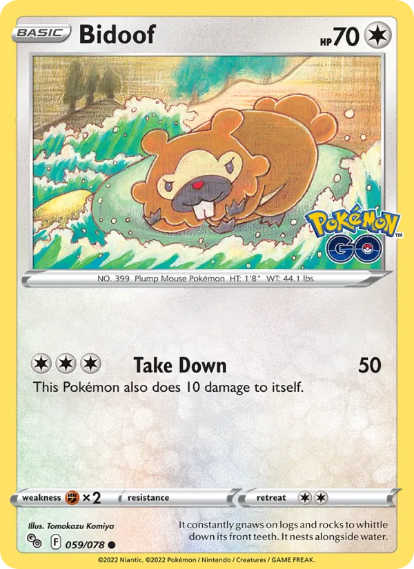 Bidoof Reverse Holo 059/78 Pokémon GO Pokémon Card