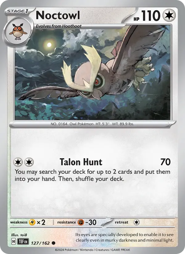 Noctowl Reverse Holo 127/162 Temporal Forces Pokémon Card