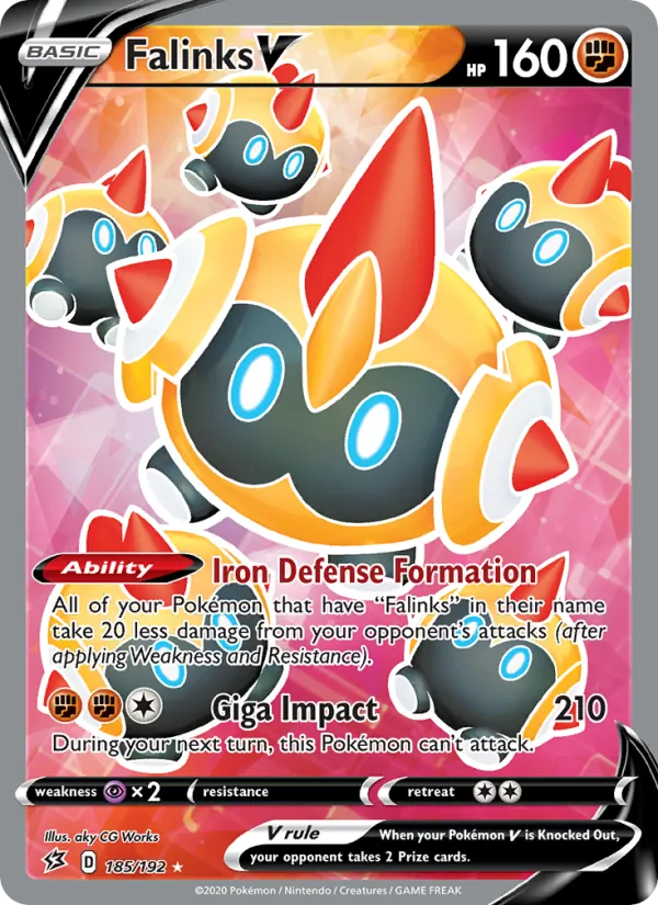 Falinks V Holo 185/192 Rebel Clash Pokémon Card
