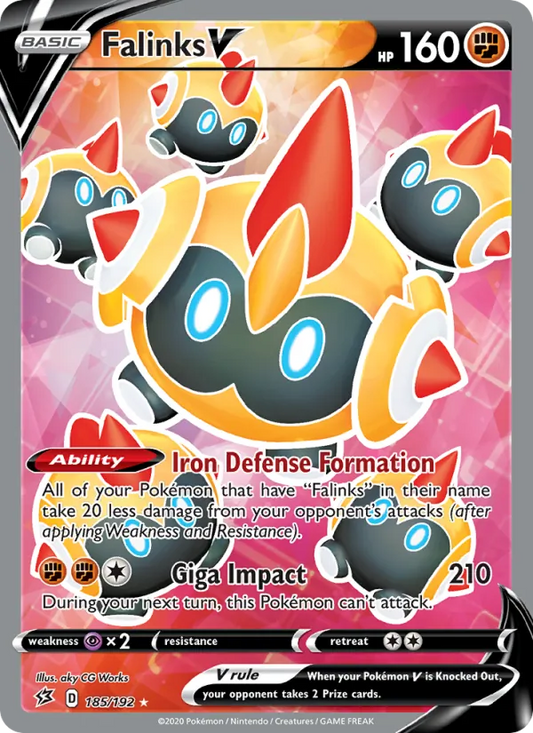 Falinks V Holo 185/192 Rebel Clash Pokémon Card