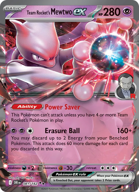 Team Rocket's Mewtwo ex Holo 081/182 Destined Rivals Pokémon Card