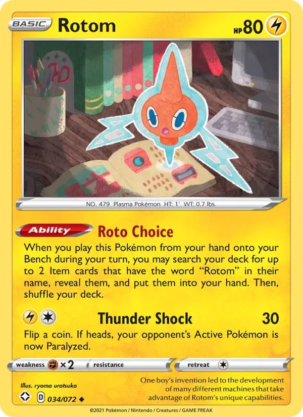 Rotom Reverse Holo 034/72 Shining Fates Pokémon Card