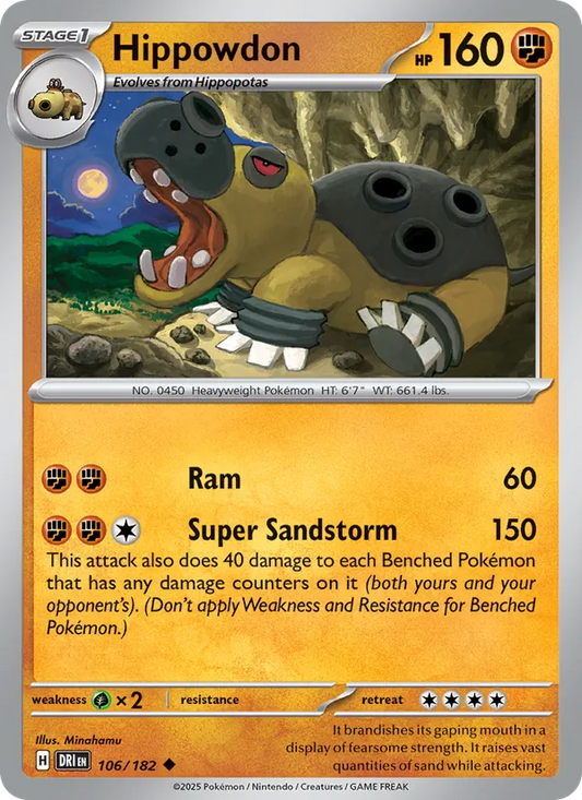 Hippowdon Normal 106/182 Destined Rivals Pokémon Card