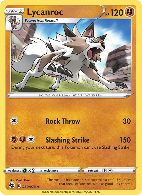 Lycanroc Reverse Holo 030/73 Champion's Path Pokémon Card
